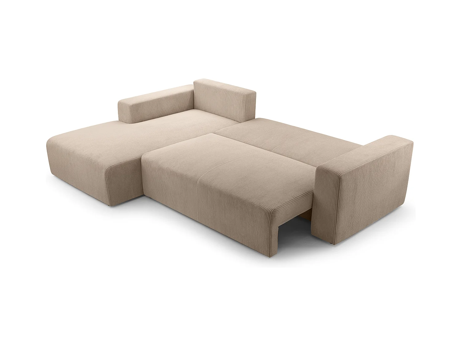 AX LIVING Catea beige hoekbank met slaapfunctie 279 cm opbergruimte L