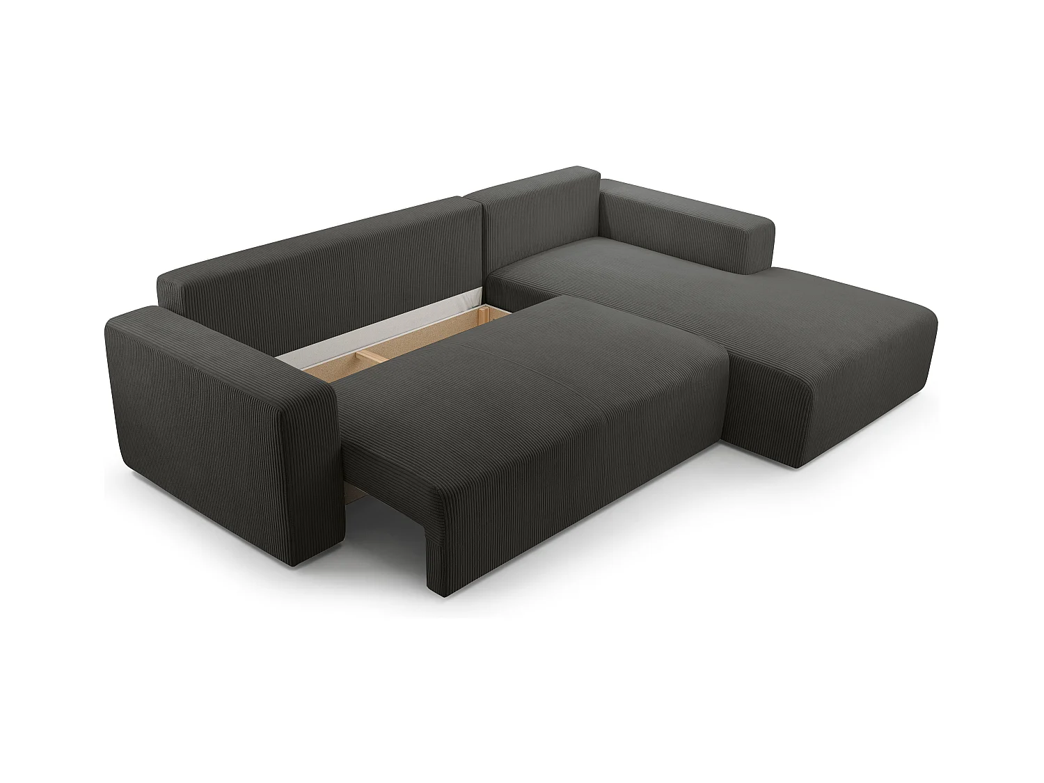 AX LIVING Catea donkergrijze hoekbank met slaapfunctie – 279 cm R