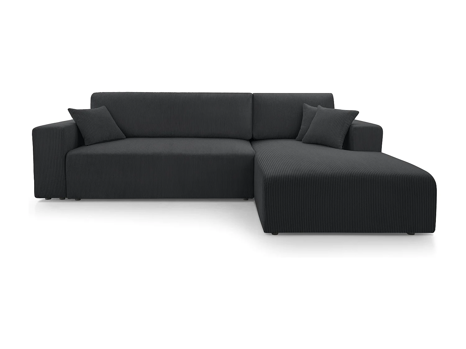 AX LIVING Catea donkergrijze hoekbank met slaapfunctie – 279 cm R