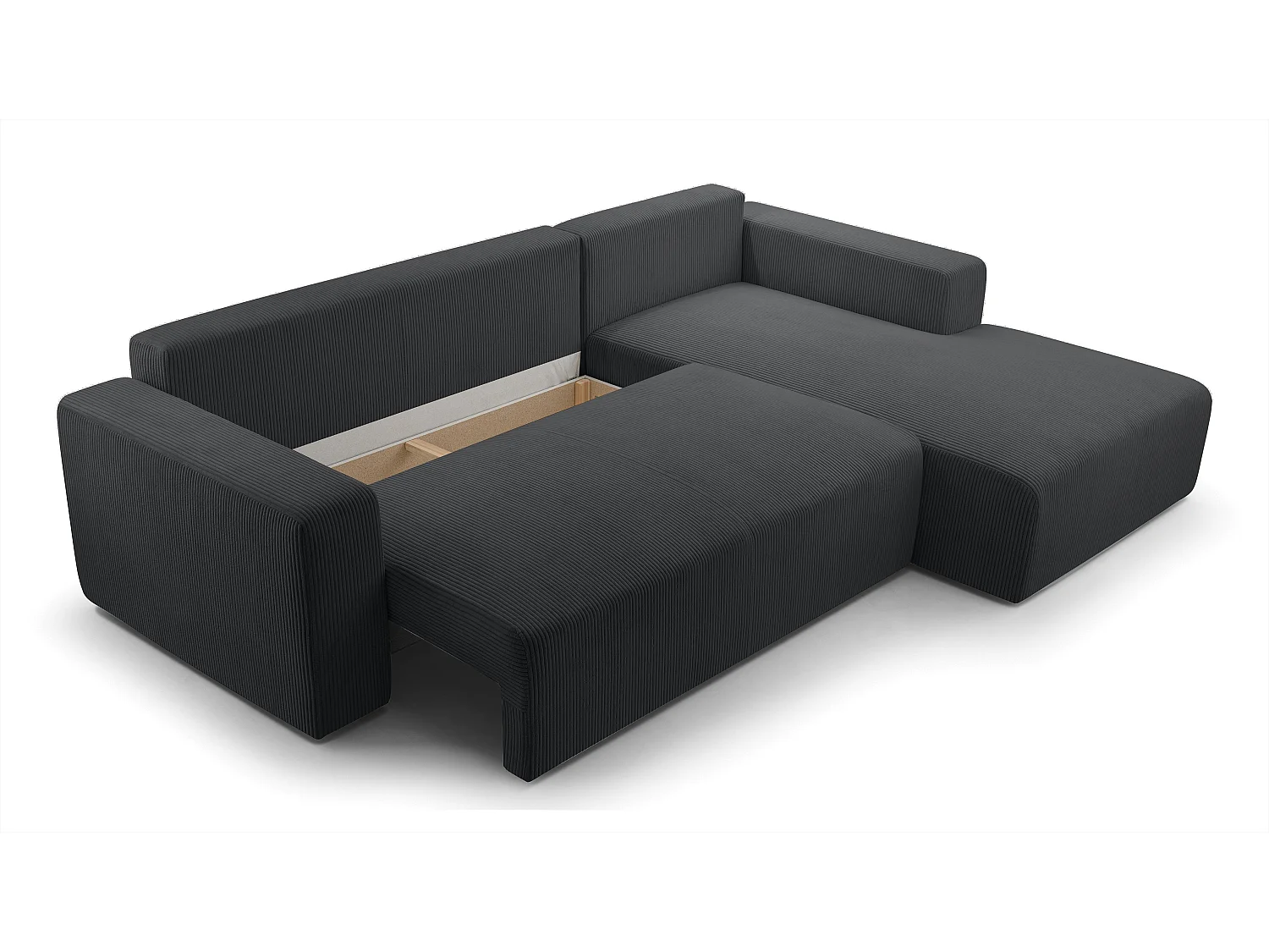 AX LIVING Canapé d’angle gris foncé Catea avec fonction lit – 279 cm D