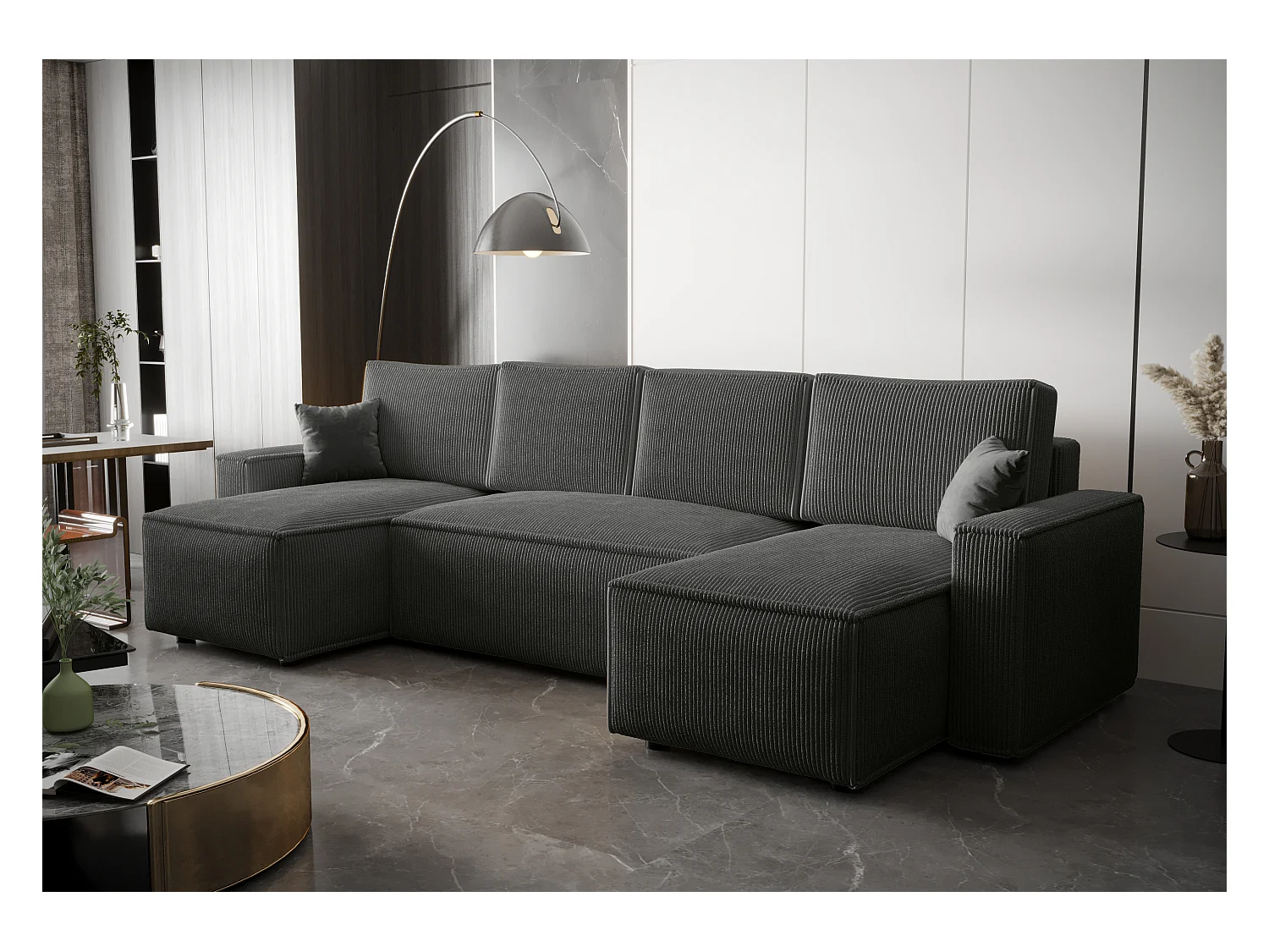 BEDANTE Hoekbank U met slaapfunctie AMBRO Poso 60