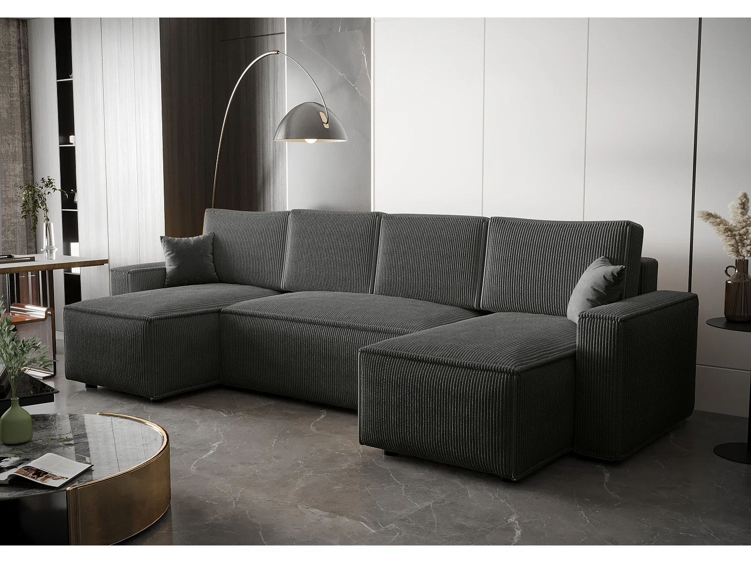 BEDANTE Canapé d'angle avec fonction de couchage AMBRO U Poso 60