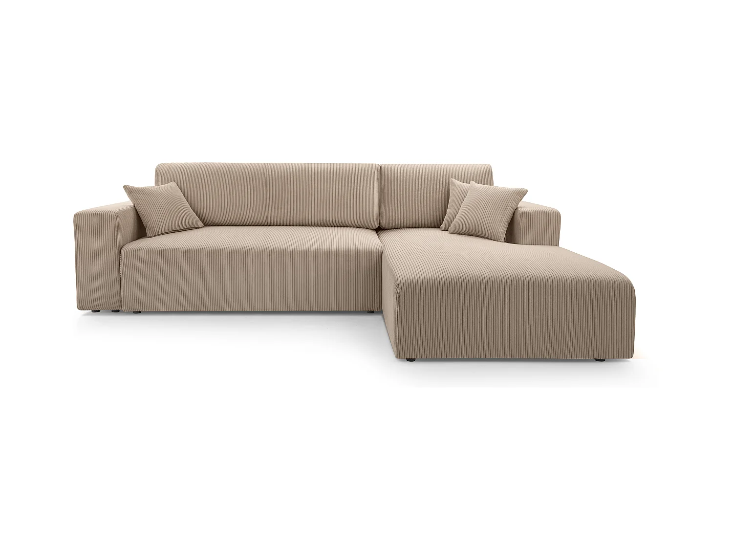 AX LIVING Catea beige hoekbank met slaapfunctie 279 cm opbergruimte R
