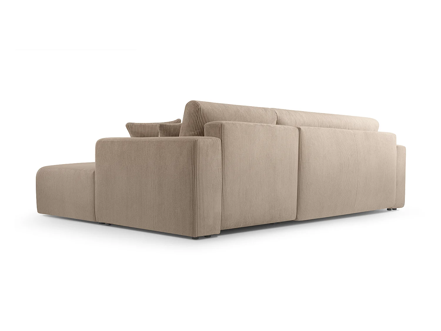 AX LIVING Catea beige hoekbank met slaapfunctie 279 cm opbergruimte R