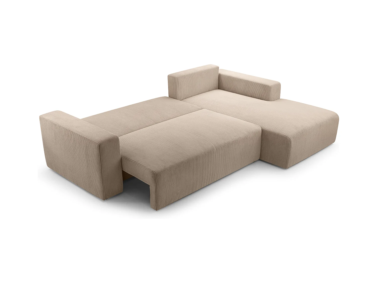 AX LIVING Catea beige hoekbank met slaapfunctie 279 cm opbergruimte R
