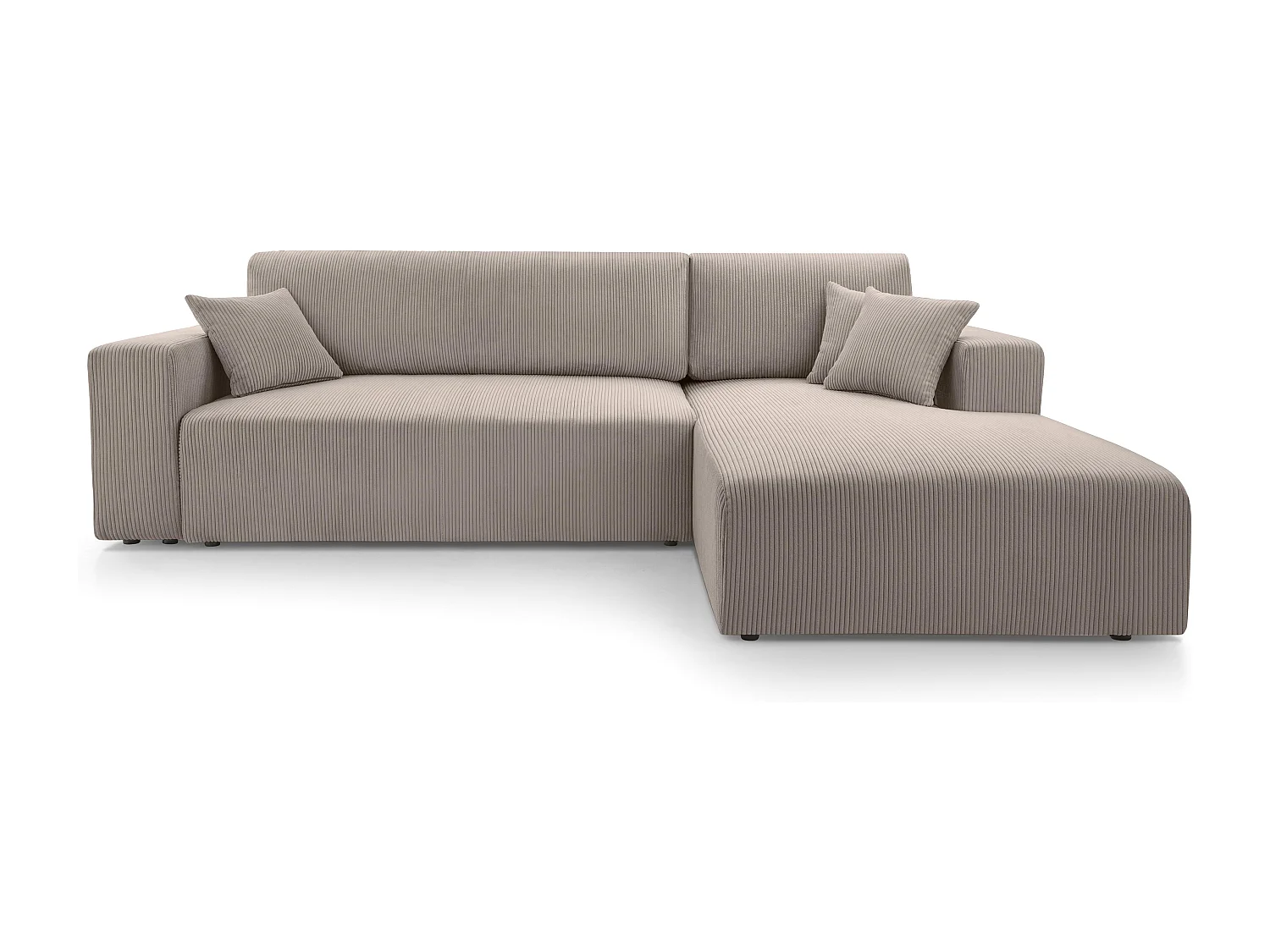 AX LIVING Catea beige hoekbank met slaapfunctie 279 cm opbergruimte R
