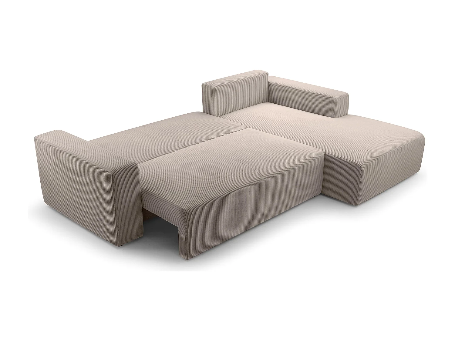 AX LIVING Catea beige hoekbank met slaapfunctie 279 cm opbergruimte R