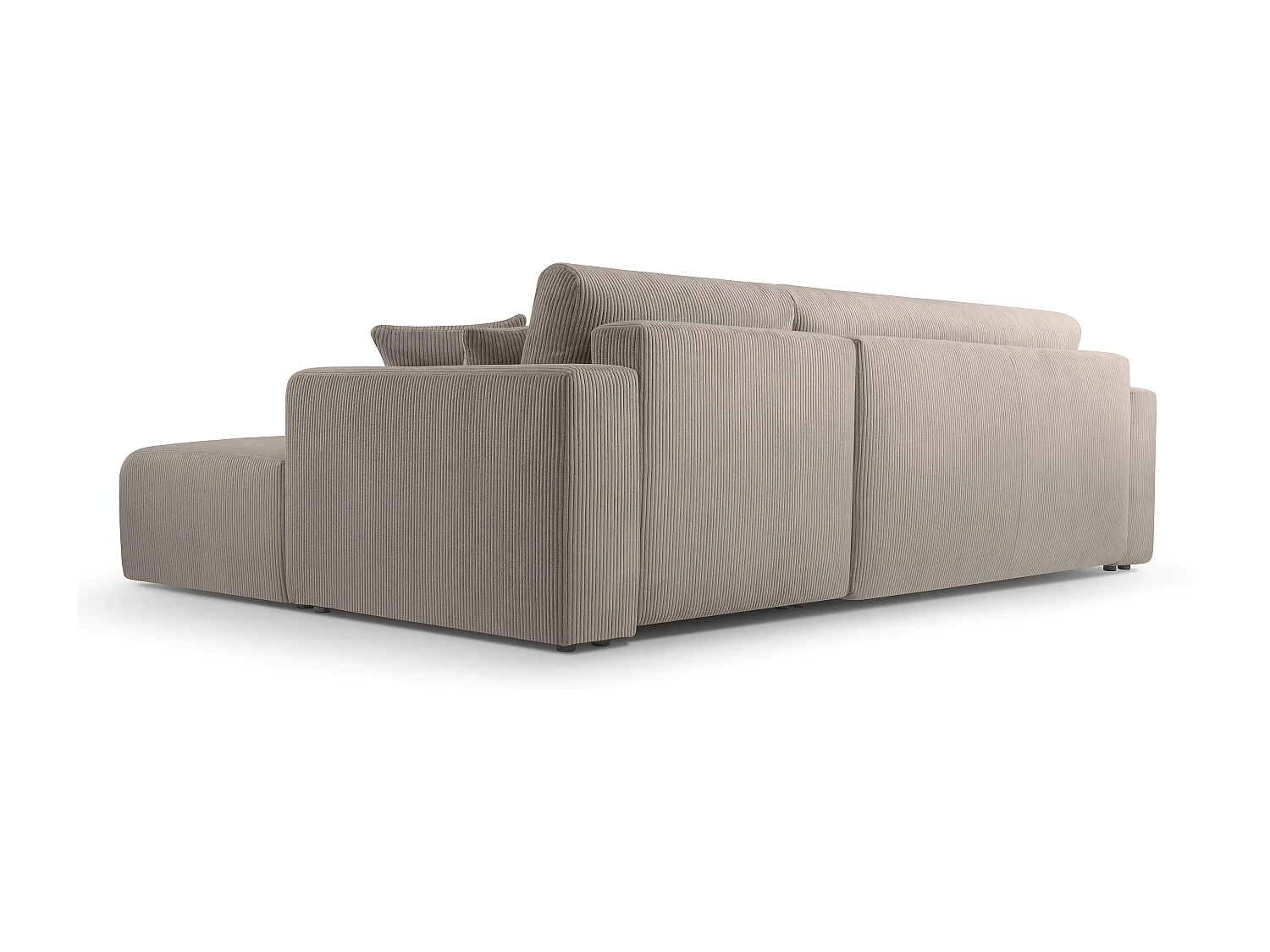 AX LIVING Catea beige hoekbank met slaapfunctie 279 cm opbergruimte R