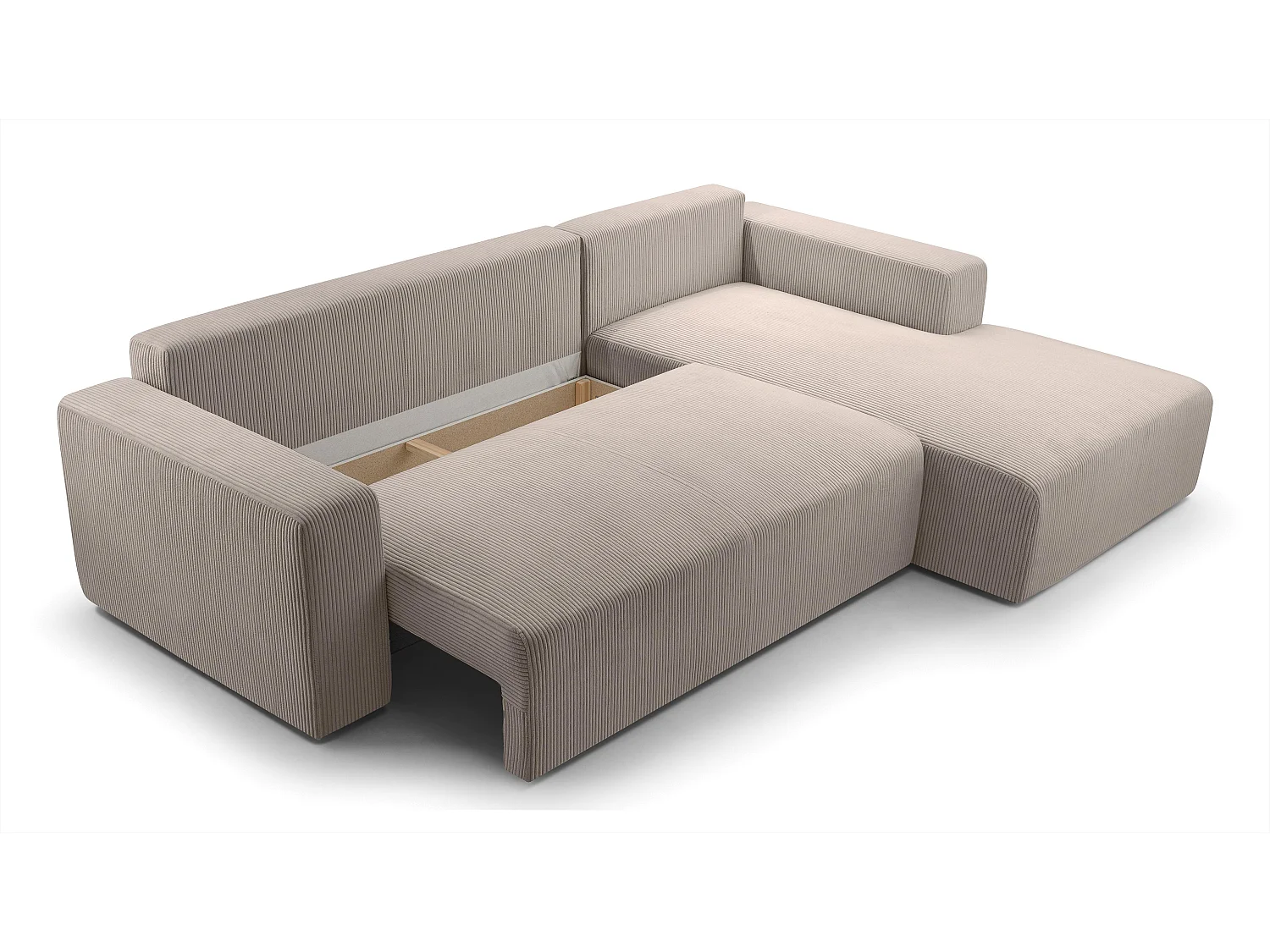 AX LIVING Canapé panoramique en U blanc Catea avec fonction lit 364 cm