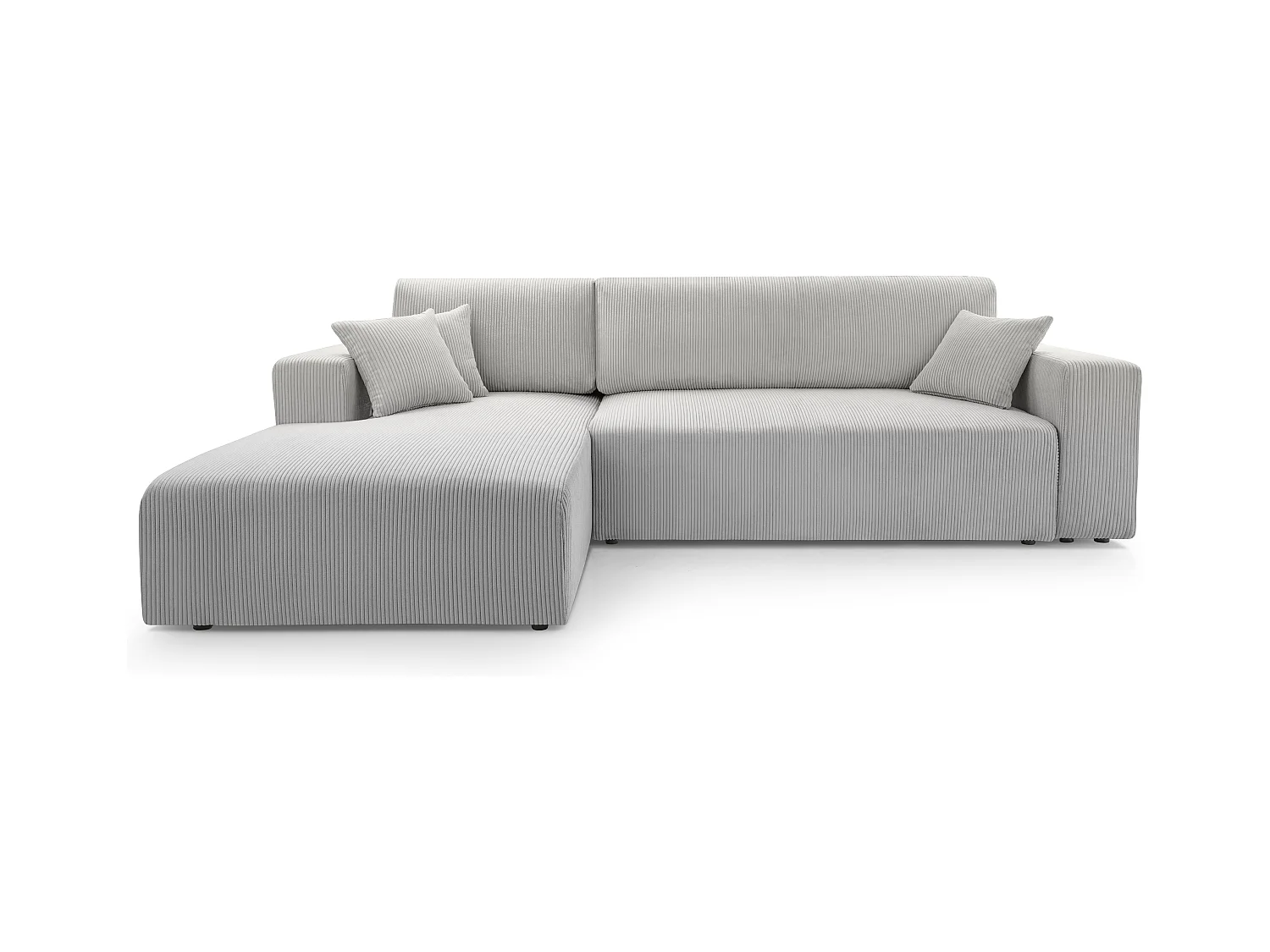 AX LIVING Catea Eckschlafsofa mit Bettkasten Hellgraue Ecksofa 279cm L