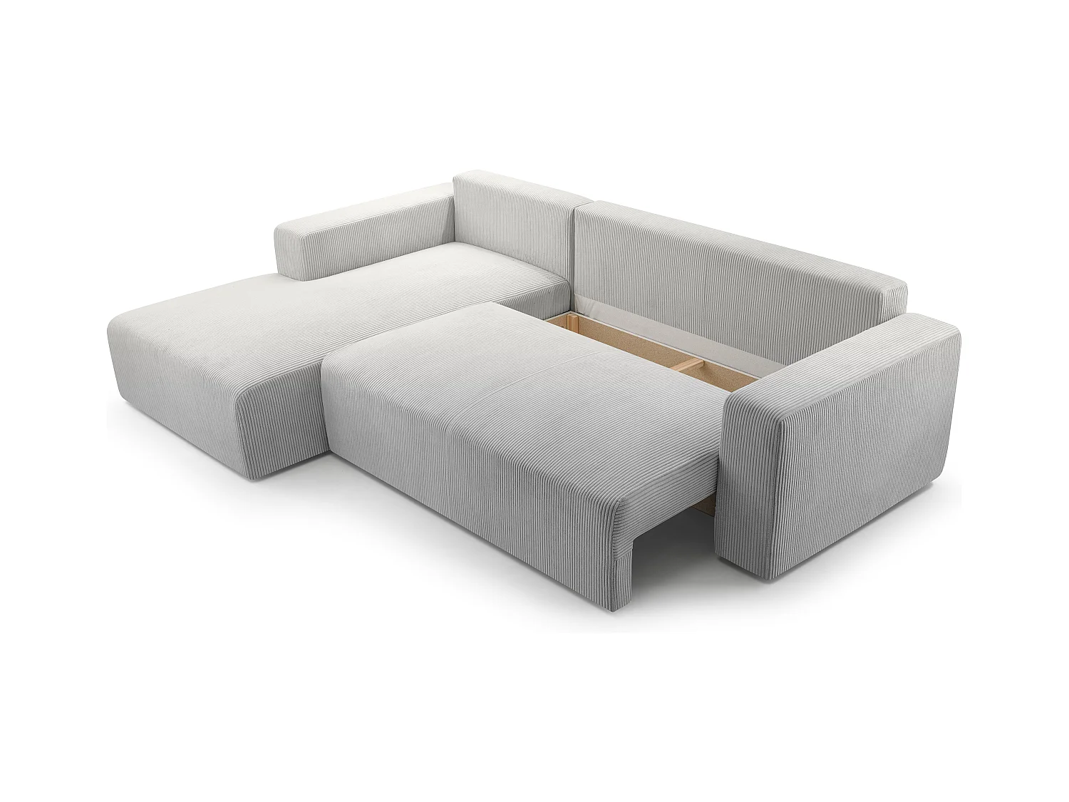 AX LIVING Catea Eckschlafsofa mit Bettkasten Hellgraue Ecksofa 279cm L