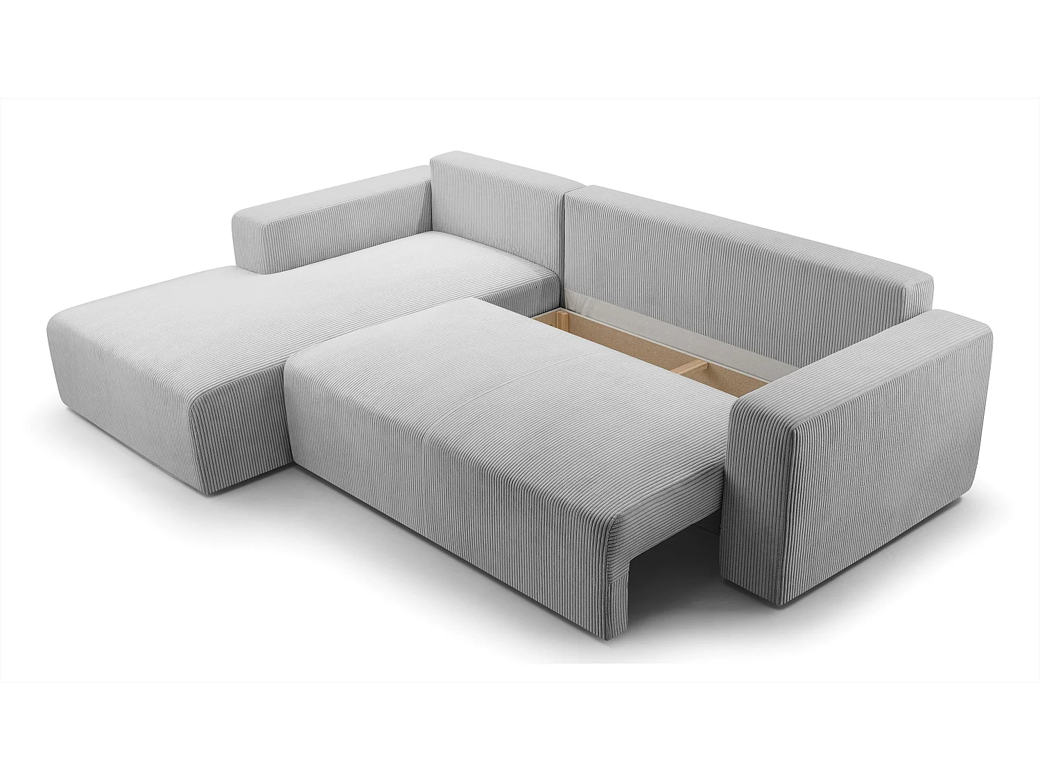 AX LIVING Catea lichtgrijze hoekbank met slaapfunctie – 279 cm L