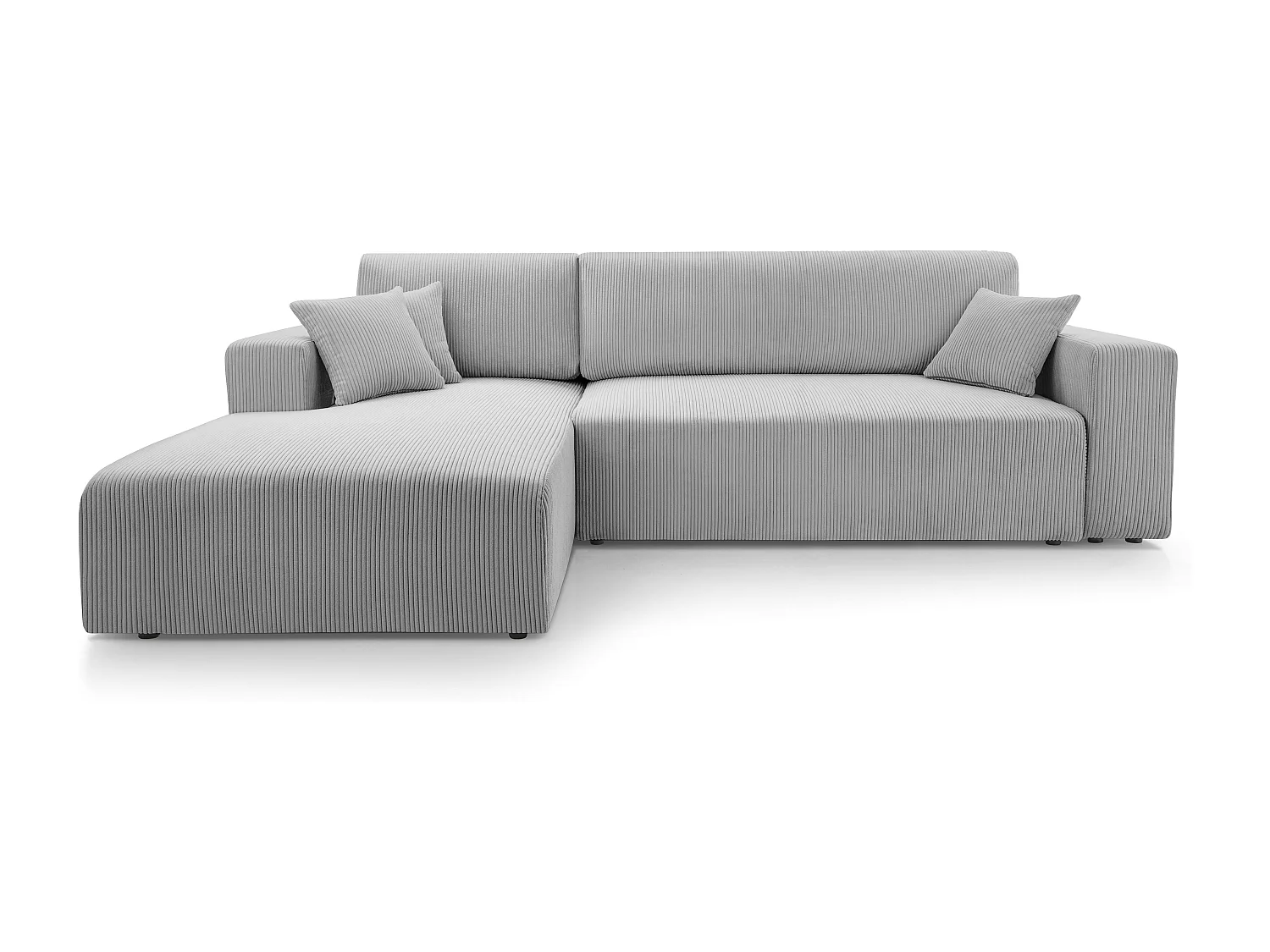 AX LIVING Canapé d’angle gris clair Catea avec fonction lit – 279 cm G