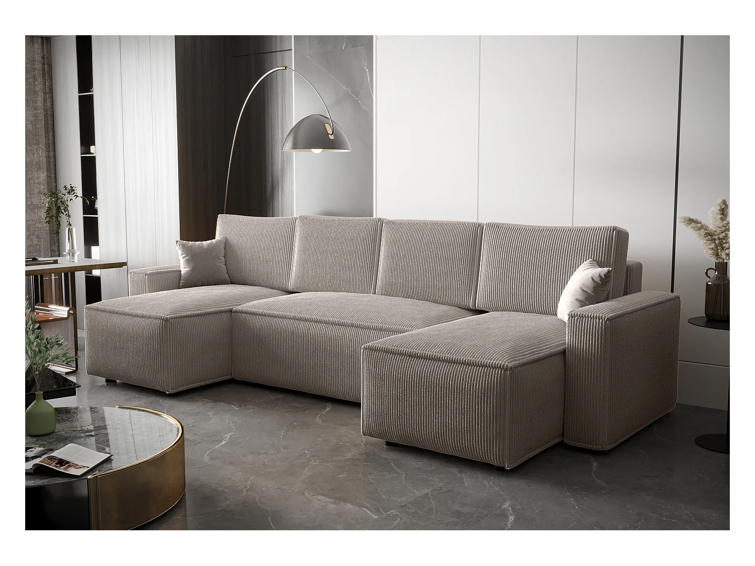 BEDANTE Ecksofa U AMBRO Poso 100 mit Schlaffunktion U-Form, Sofa mit Stauraum, Bettkasten, Wohnzimmersofa, Couch, Sofa, Bettsofa