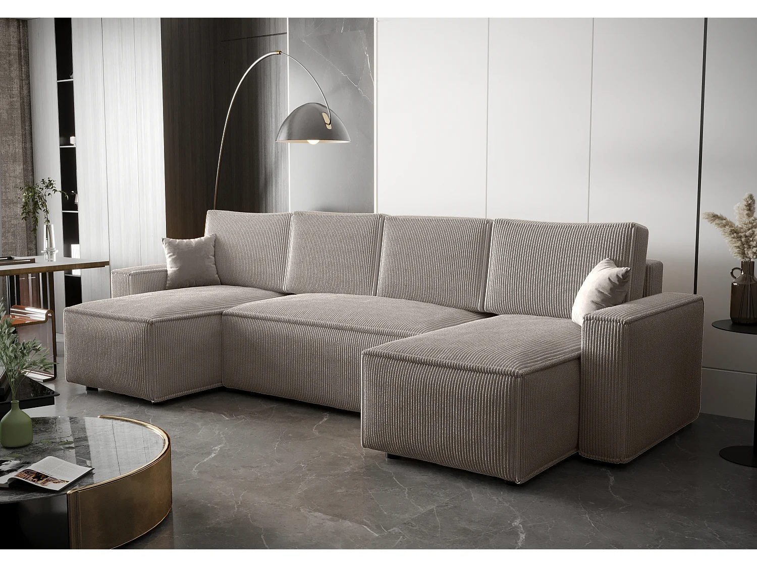 BEDANTE Canapé d'angle avec fonction de couchage AMBRO U Poso 100