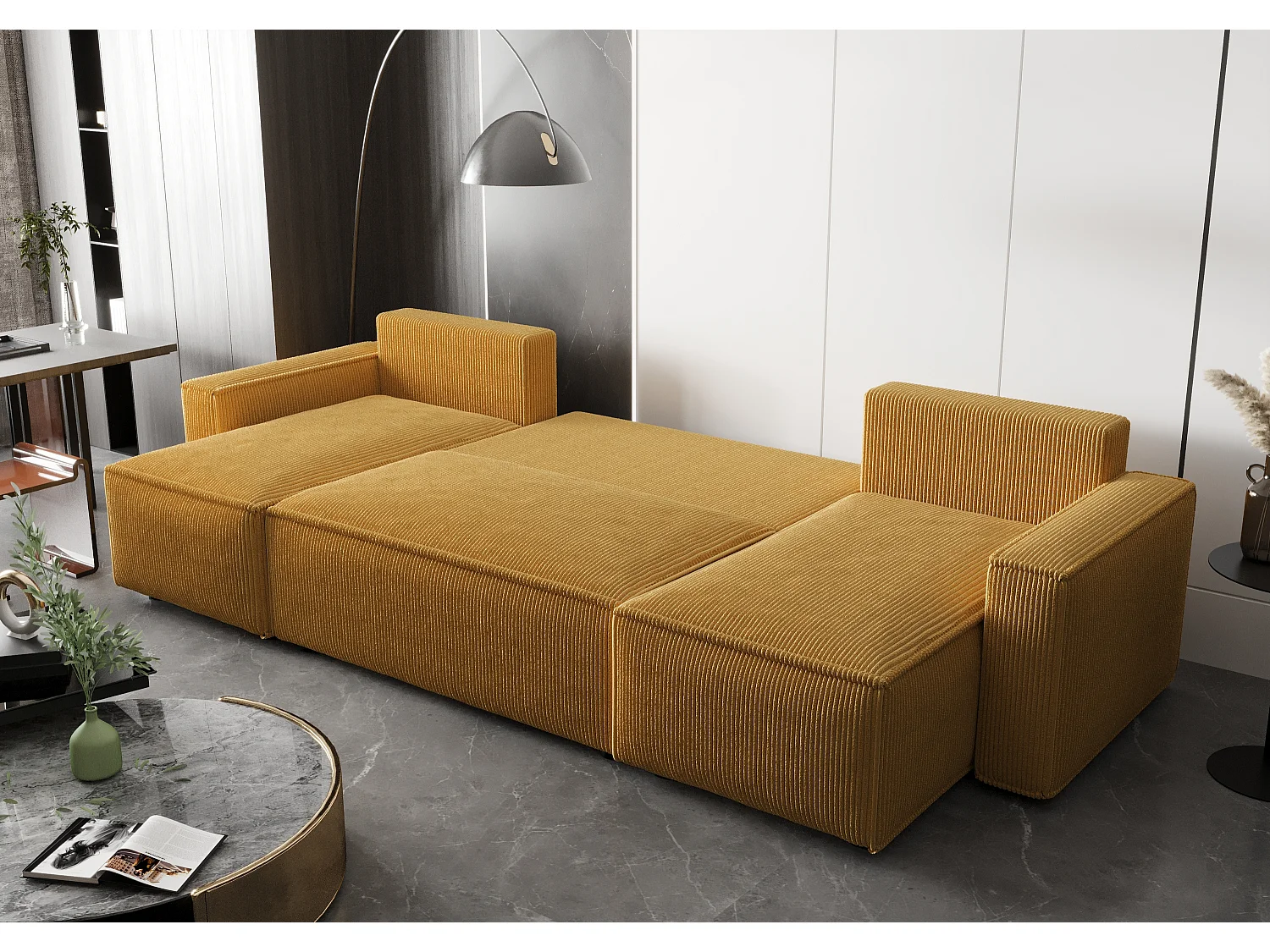 BEDANTE Canapé d'angle avec fonction de couchage AMBRO U Poso 100