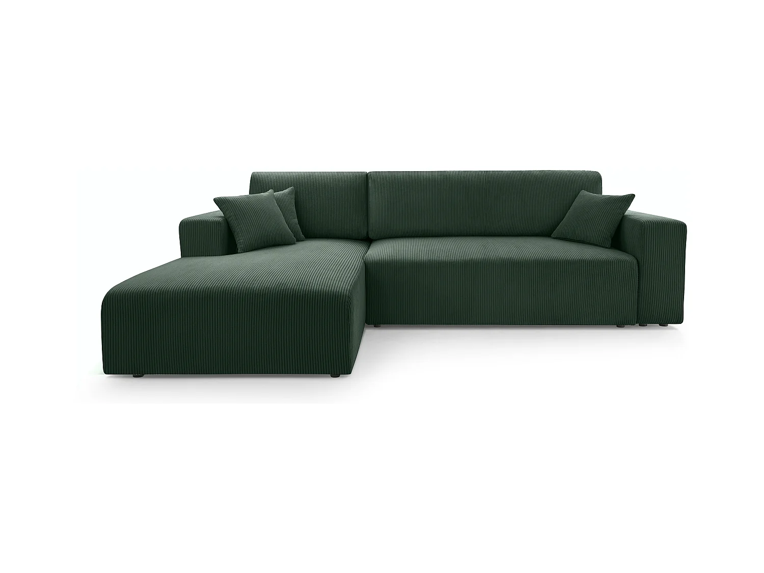 AX LIVING Catea Eckschlafsofa mit Bettkasten Dunkelgrünes 279 cm L