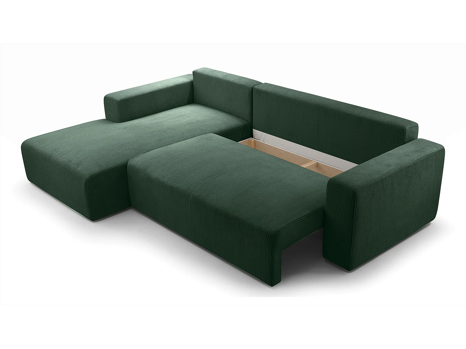 AX LIVING Catea donkergroene hoekbank met slaapfunctie 279 cm L