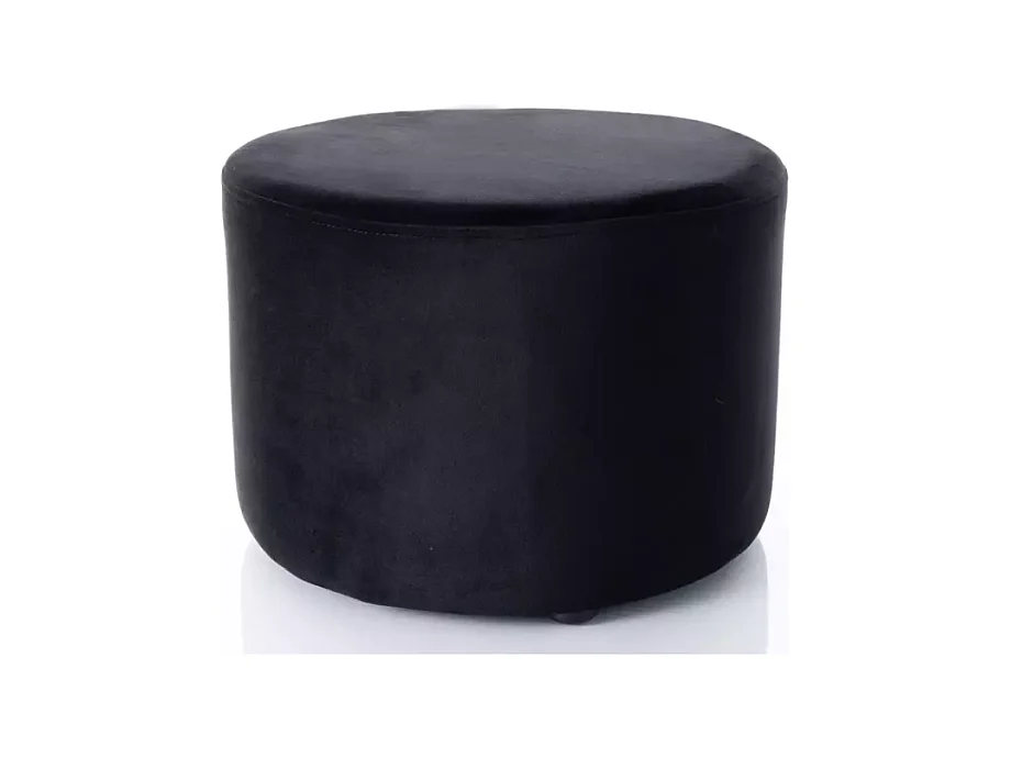 Pouf rond en velours 43 x 32 cm noir DELTA