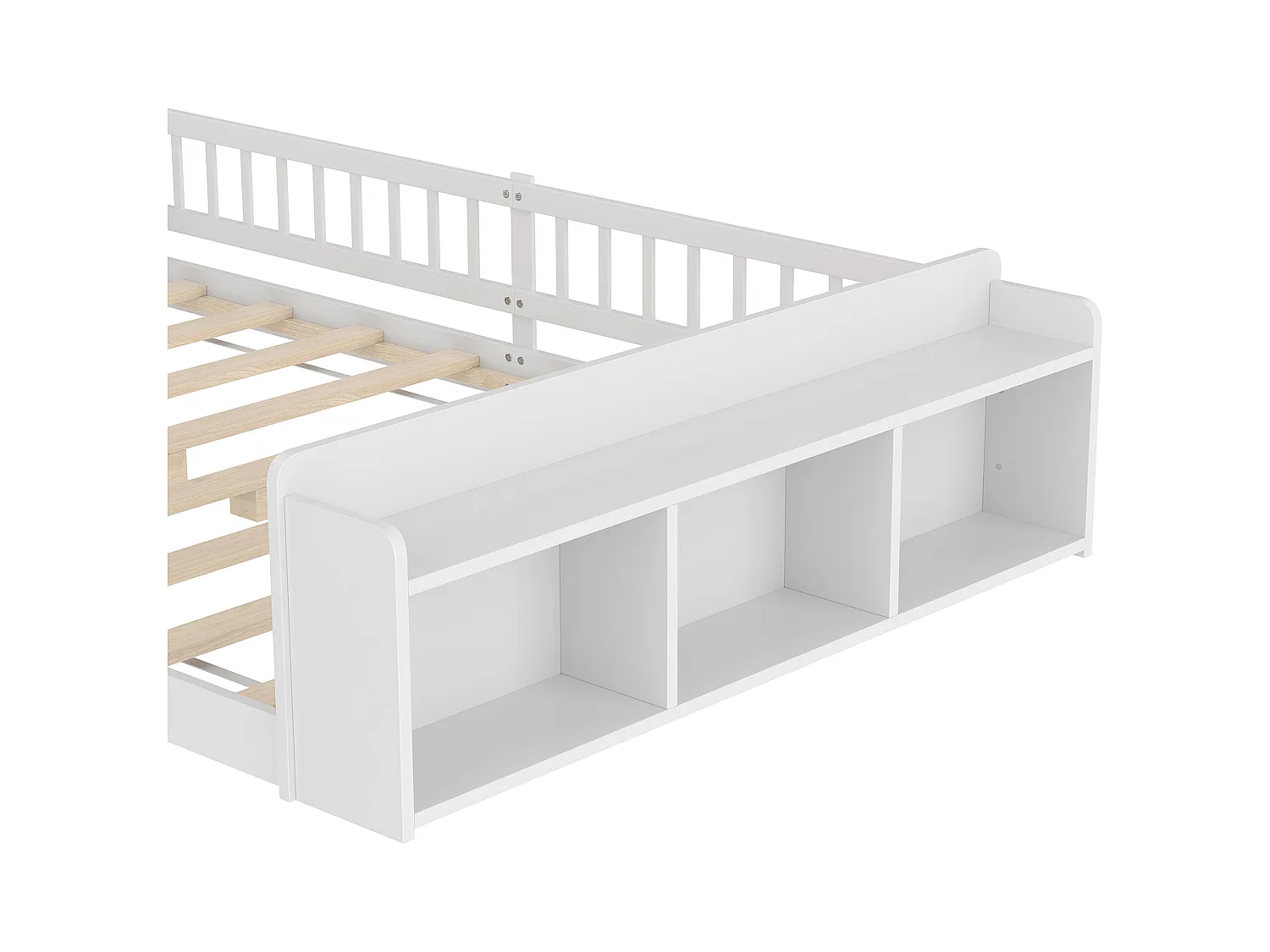Lit enfant 140 x 200 cm - bois massif - avec rangement - avec 1 porte - blanc (matelas non inclus)