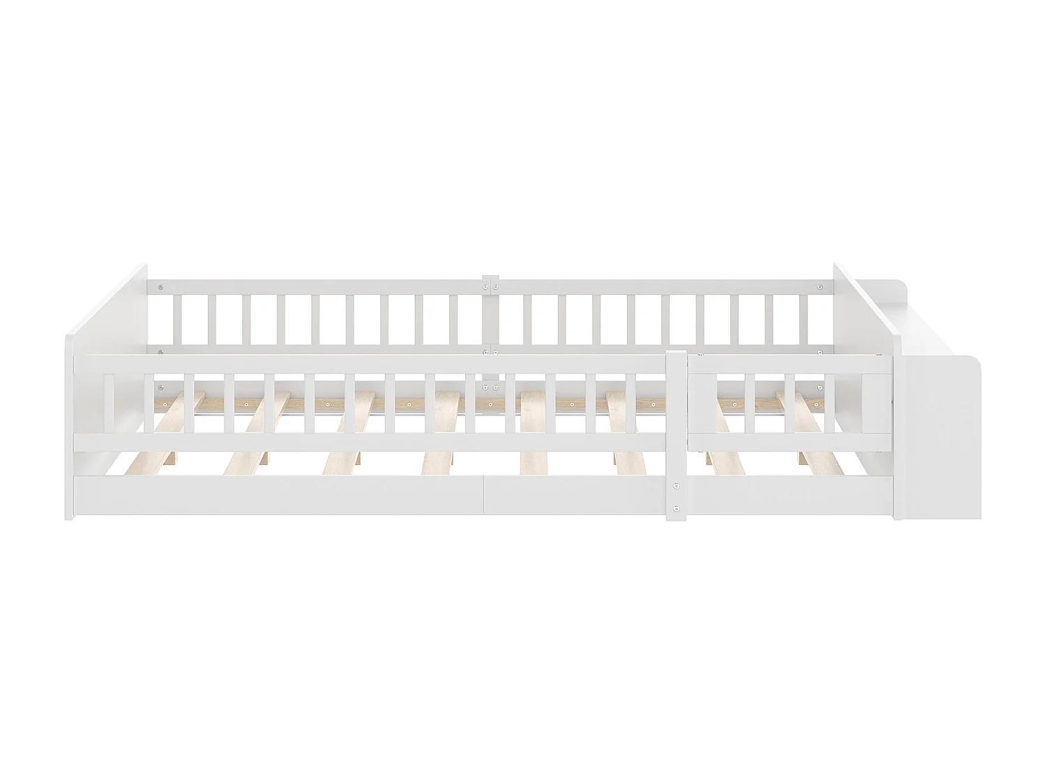 Lit enfant 140 x 200 cm - bois massif - avec rangement - avec 1 porte - blanc (matelas non inclus)