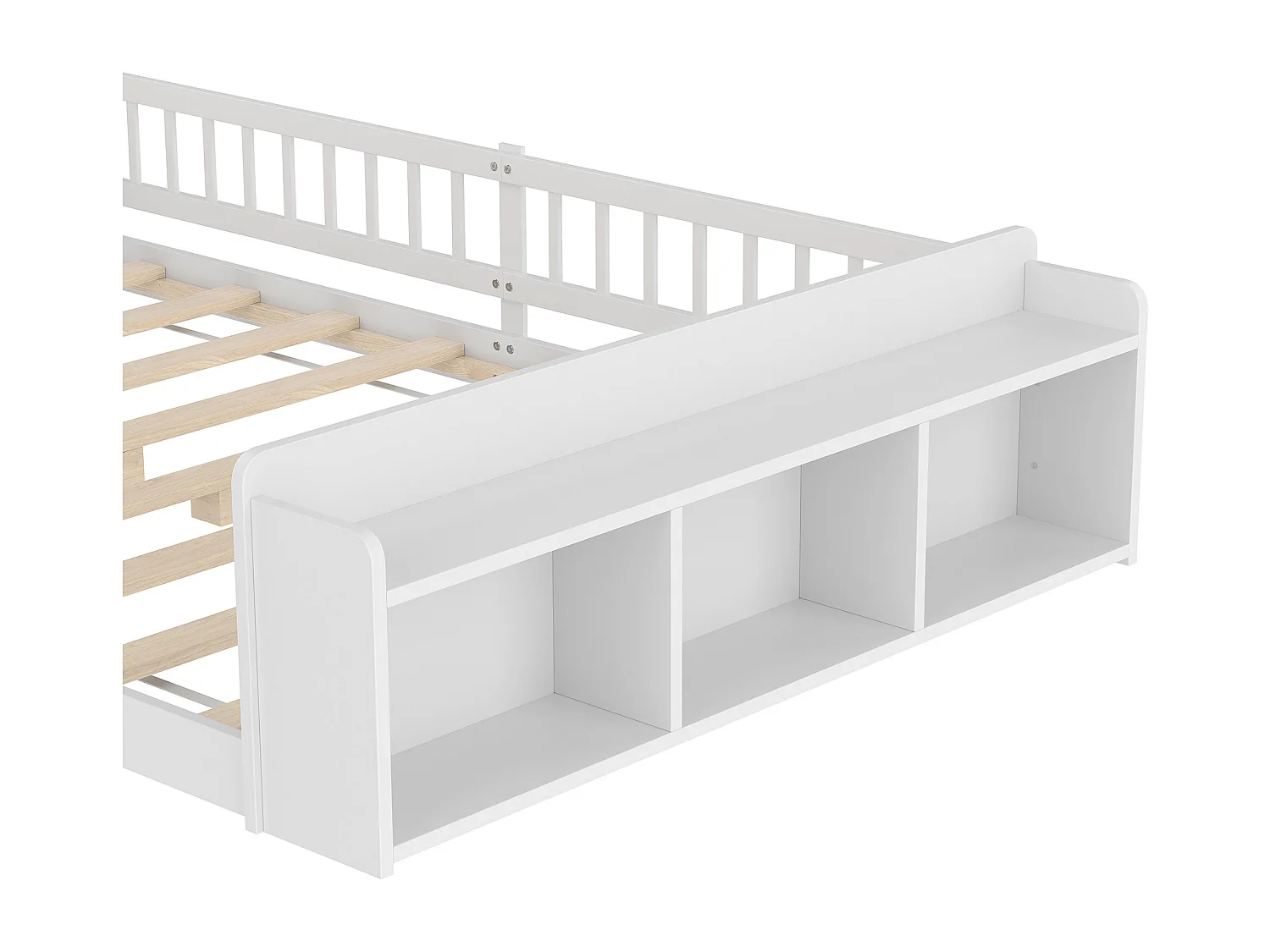 Lit enfant 140 x 200 cm - bois massif - avec rangement - avec 1 porte - blanc (matelas non inclus)