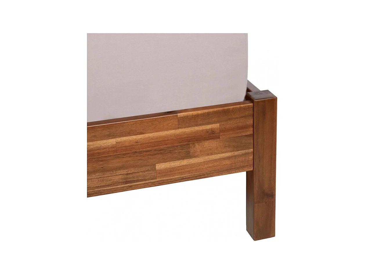 Lit double 160 x 200 cm en bois d'acacia avec tête de lit - MISO 8908