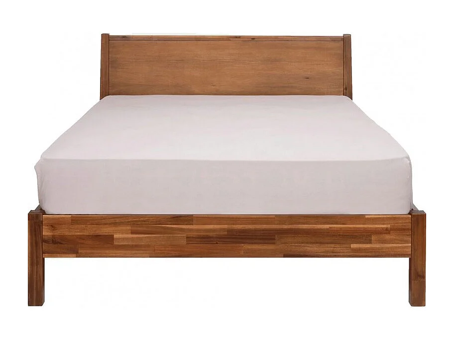 Lit double 160 x 200 cm en bois d'acacia avec tête de lit - MISO 8908