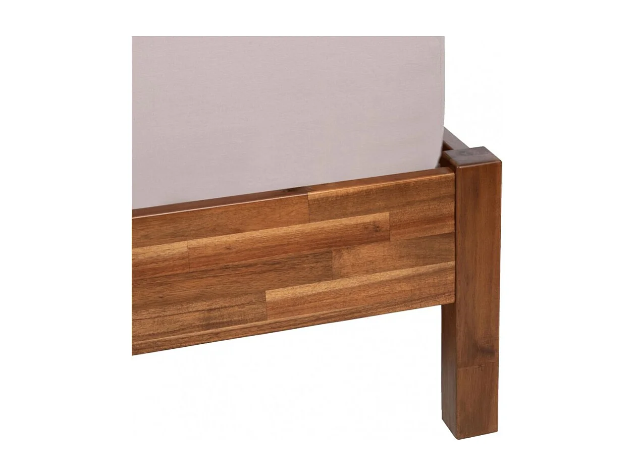 Lit double 160 x 200 cm en bois d'acacia avec tête de lit - MISO 8908
