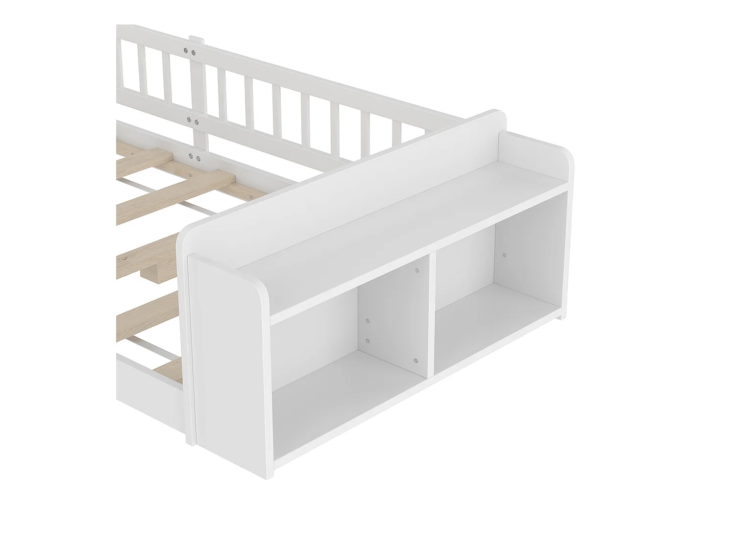 Lit enfant 90 x 200 cm - bois massif - avec rangement - avec 1 porte - blanc (matelas non inclus)