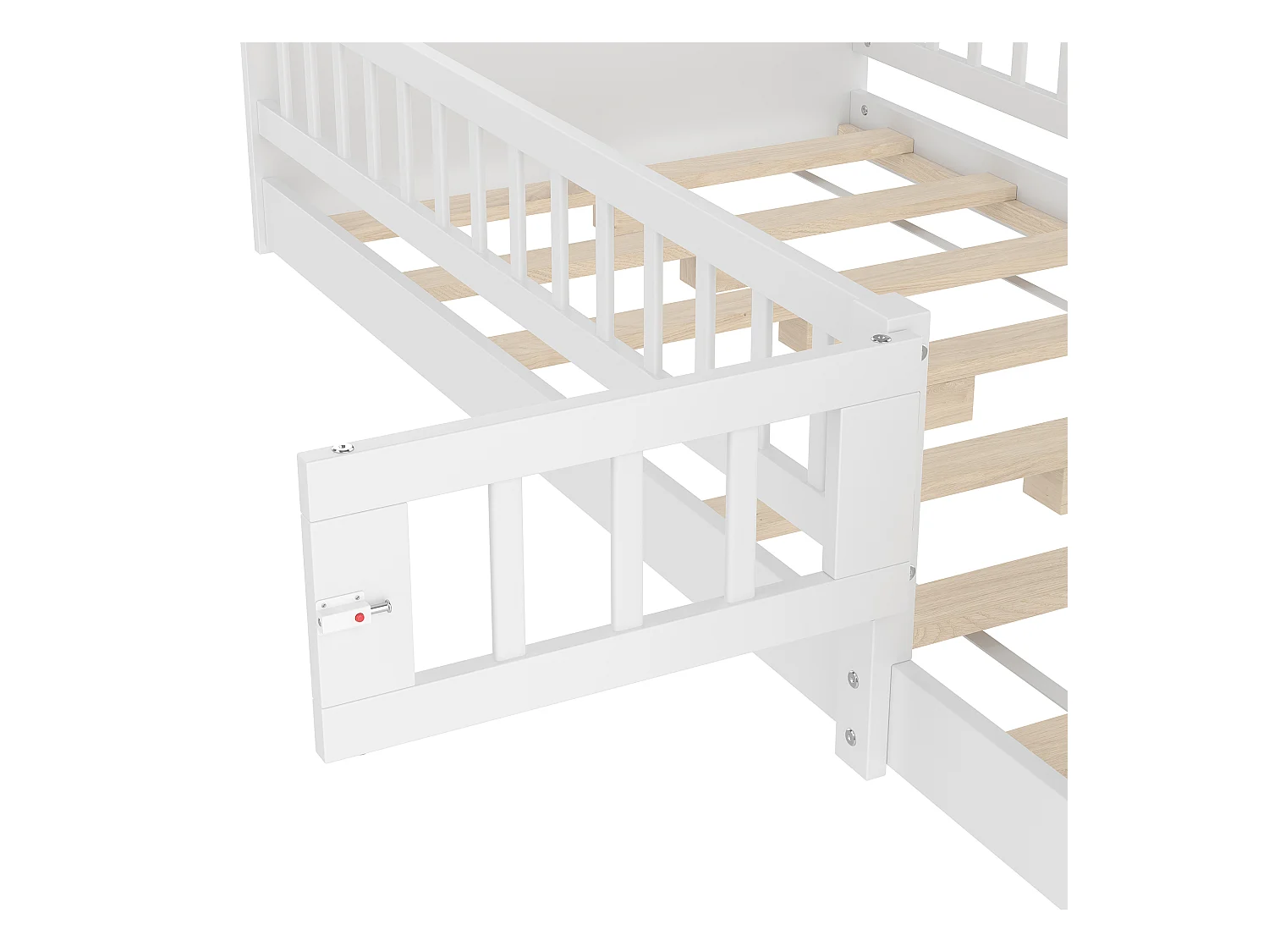 Kinderbett 90×200 cm - Massivholz - mit Stauraum - mit 1 Tür - weiß (Matratze nicht enthalten)