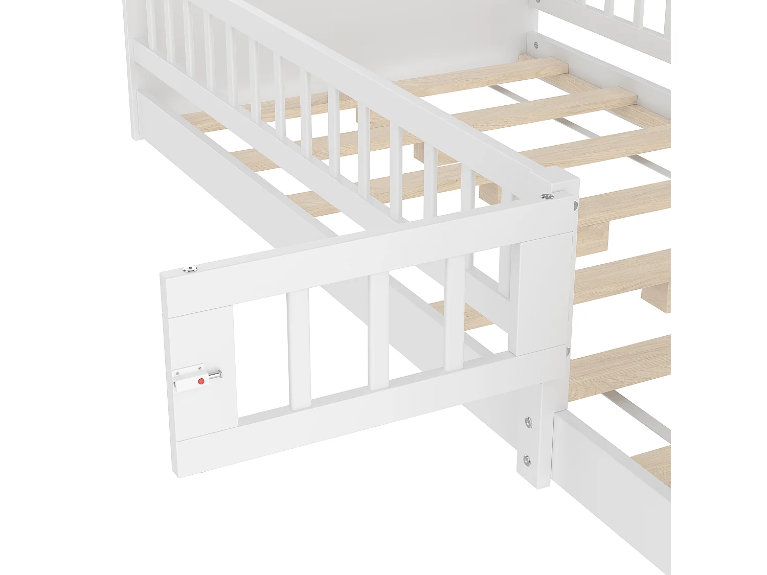 Letto bambino 90×200 cm - legno massello - con ripostiglio - con 1 anta - bianco (materasso non incluso)