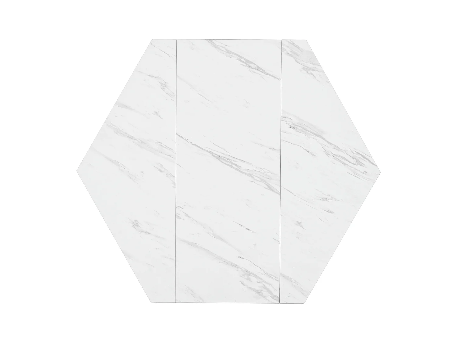 Table à manger hexagonale moderne - support métallique - plateau a motif de marbre - Blanc&Doré