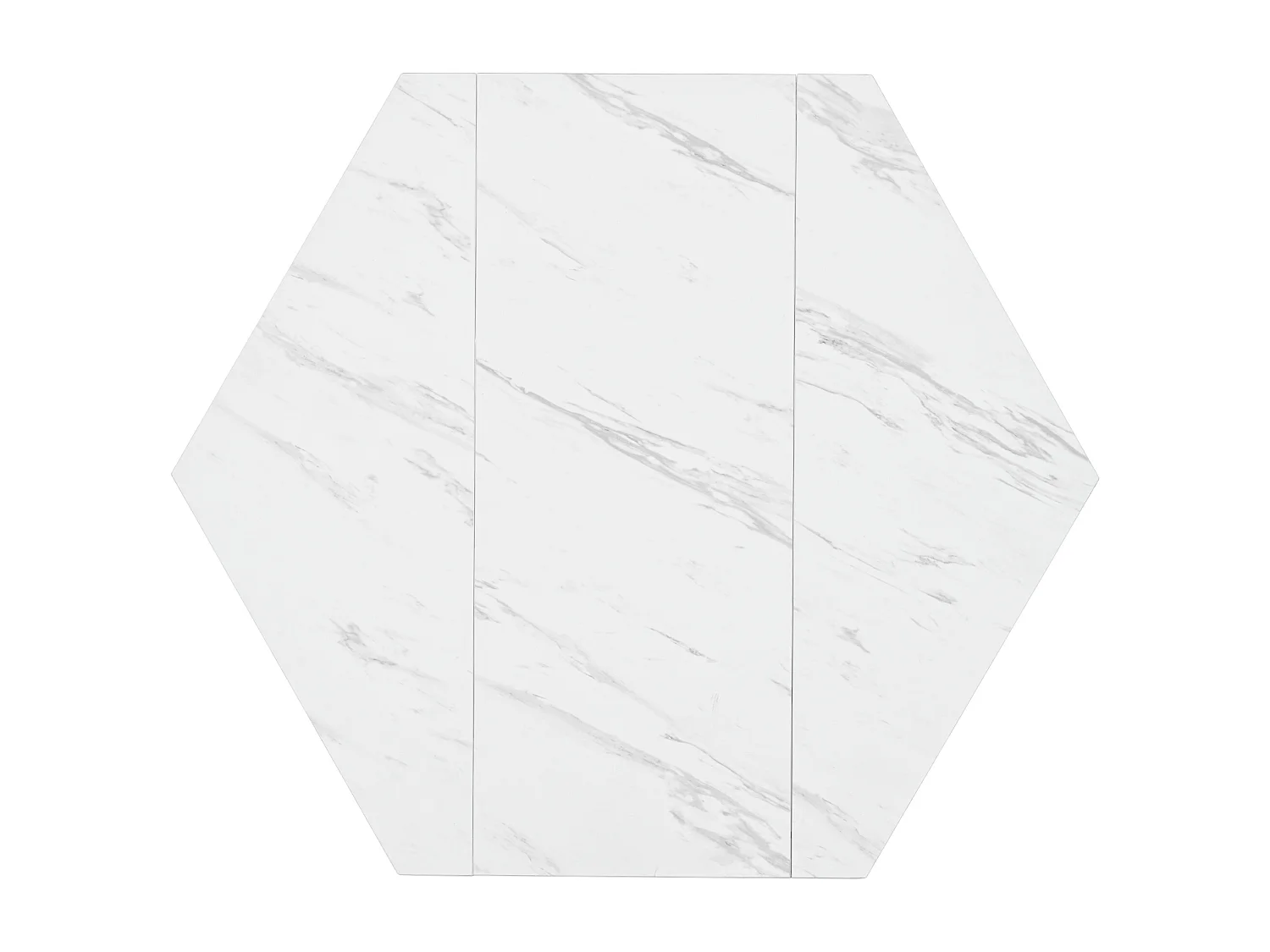 Table à manger hexagonale moderne - support métallique - plateau a motif de marbre - Blanc&Doré