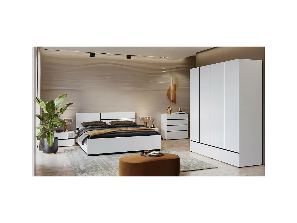 Commode HAVANA blanche et noire – 4 tiroirs – Style contemporain et rangement pratique