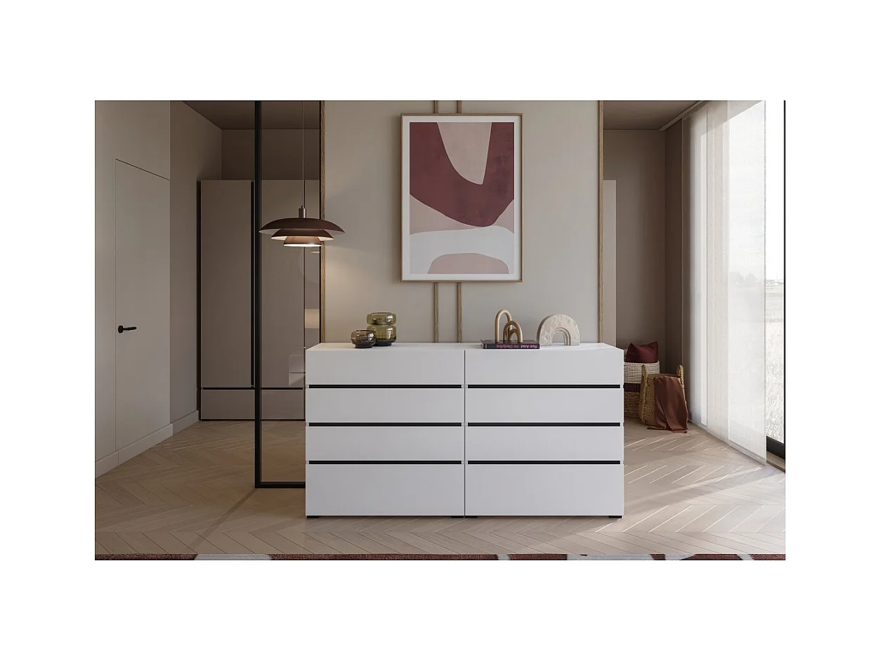 Commode HAVANA blanche et noire – 4 tiroirs – Style contemporain et rangement pratique