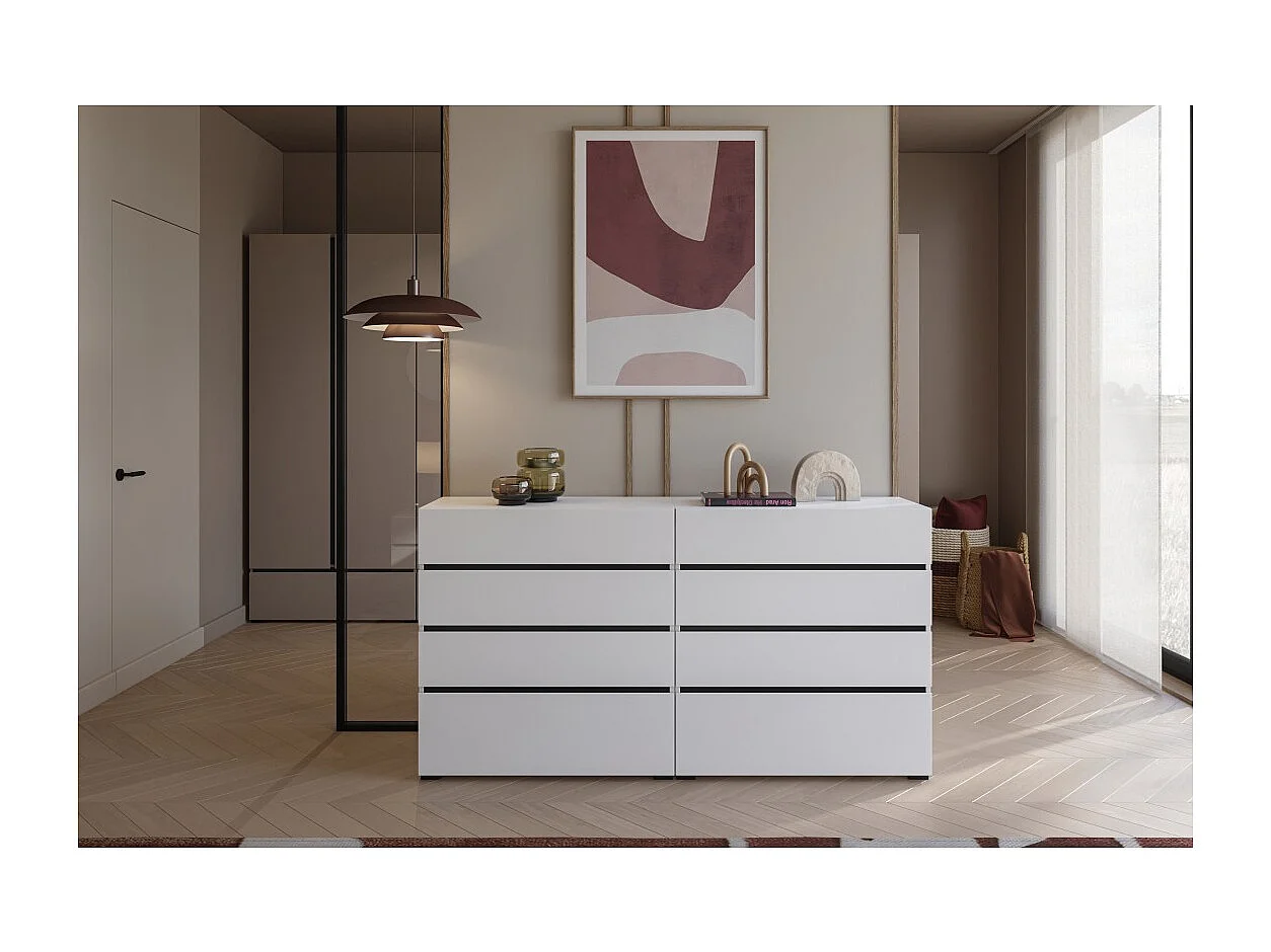 Cómoda HAVANA blanca y negra – 4 cajones – Estilo contemporáneo y almacenamiento práctico