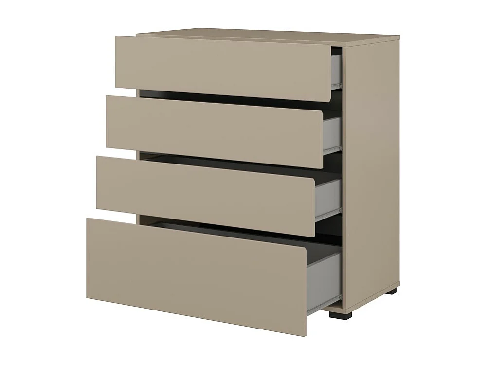 Comoda HAVANA bege e preta – 4 gavetas – Elegância moderna e armazenamento compacto