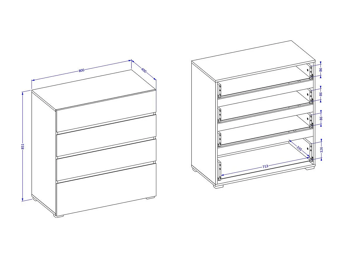 Cómoda HAVANA en roble y negro – 4 cajones – Estilo natural y almacenamiento moderno