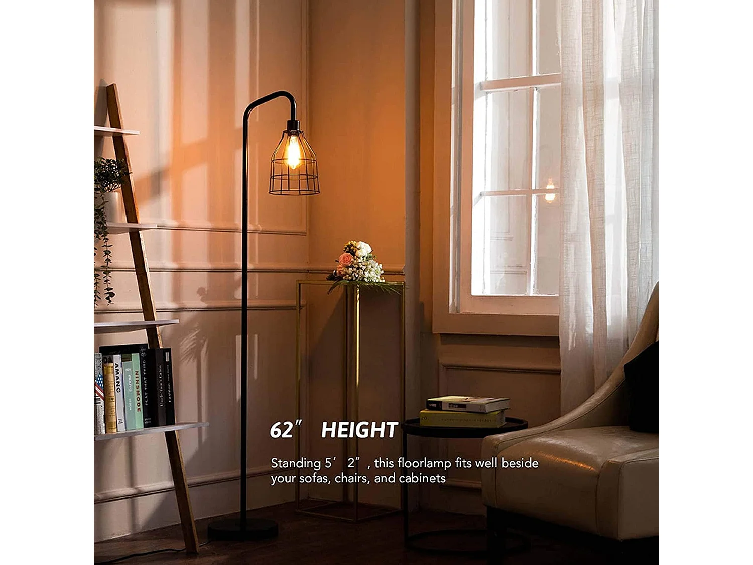 Lampadaire,lampadaire industriel,lampe sur pied avec ampoule LED 6W,douille E26,interrupteur à pédale,lampadaire moderne pour chambre à coucher,bureau