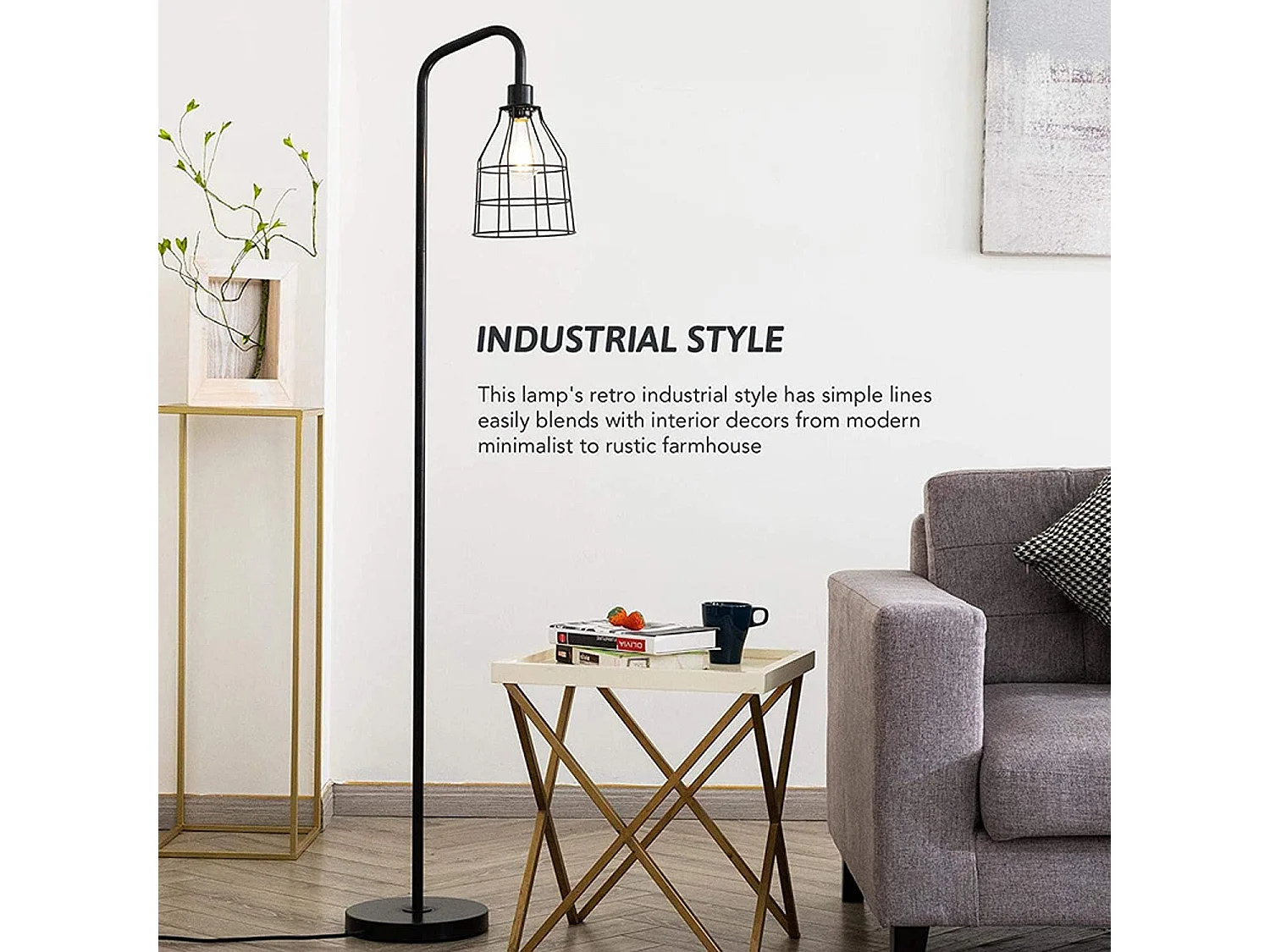 Lampadaire,lampadaire industriel,lampe sur pied avec ampoule LED 6W,douille E26,interrupteur à pédale,lampadaire moderne pour chambre à coucher,bureau