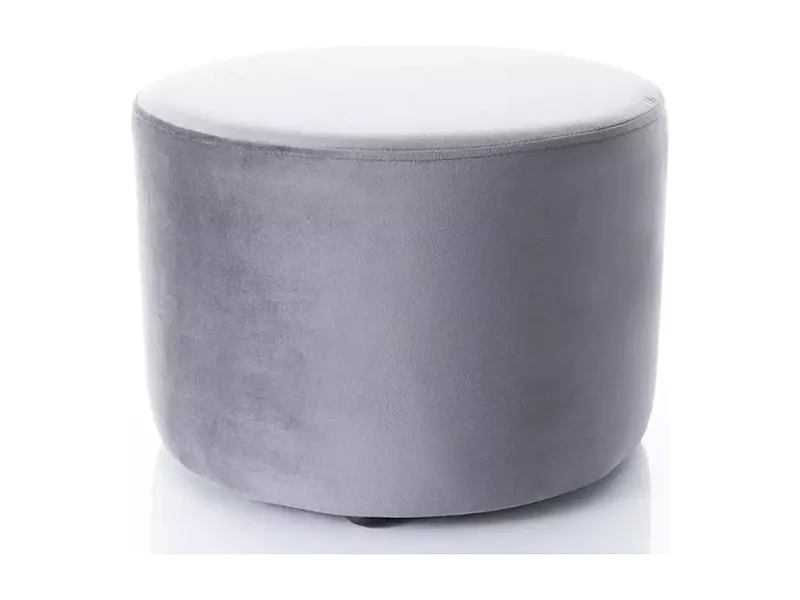 Pouf rond en velours 43 x 32 cm gris foncé DELTA