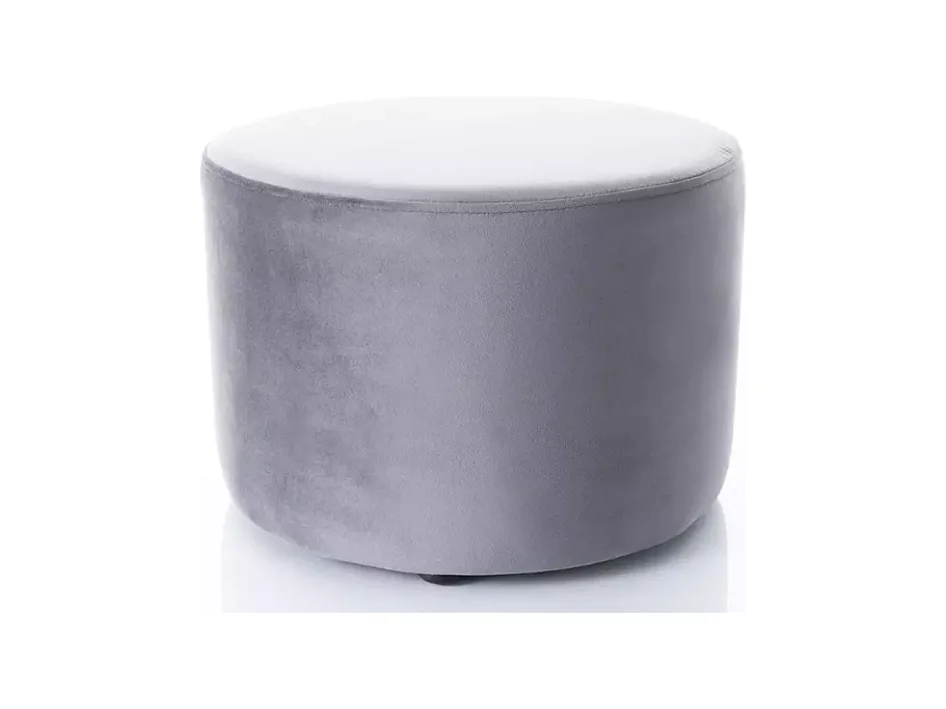 Pouf rond en velours 43 x 32 cm gris foncé DELTA
