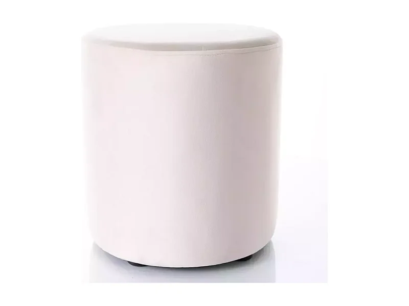 Pouf rond en velours 38 x 42 cm beige clair DELTA