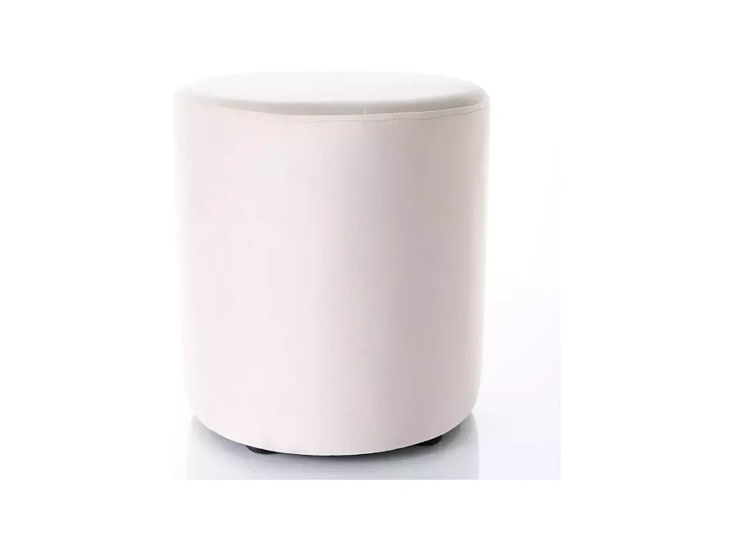 Pouf rond en velours 38 x 42 cm beige clair DELTA