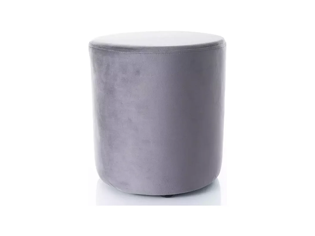 Pouf rond en velours 38 x 42 cm gris foncé DELTA