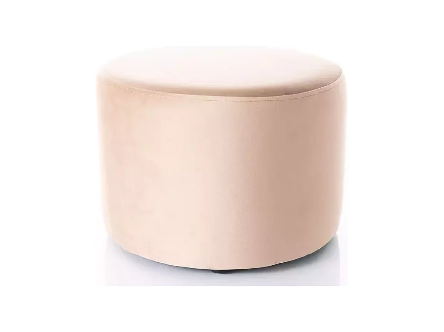 Pouf rond en velours 43 x 32 cm beige DELTA