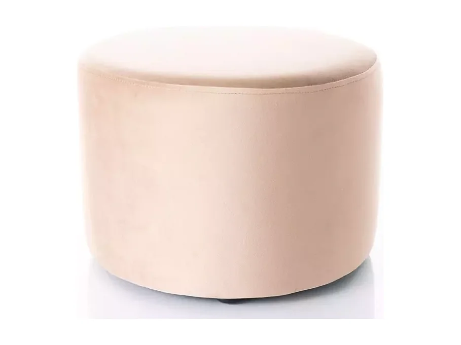 Pouf rond en velours 43 x 32 cm beige DELTA