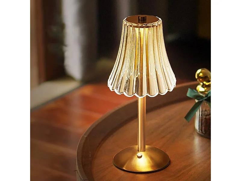 Petite lampe de table Atmosphère de chevet de chambre à coucher (spécification: chargement USB à gradation tactile à trois couleurs dorées)