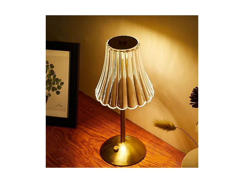 Petite lampe de table Atmosphère de chevet de chambre à coucher (spécification: chargement USB à gradation tactile à trois couleurs dorées)